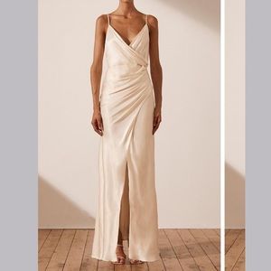 Shona Joy - La Lune Cross Draped Maxi Dress -Ivory